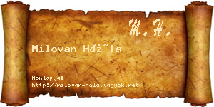 Milovan Héla névjegykártya